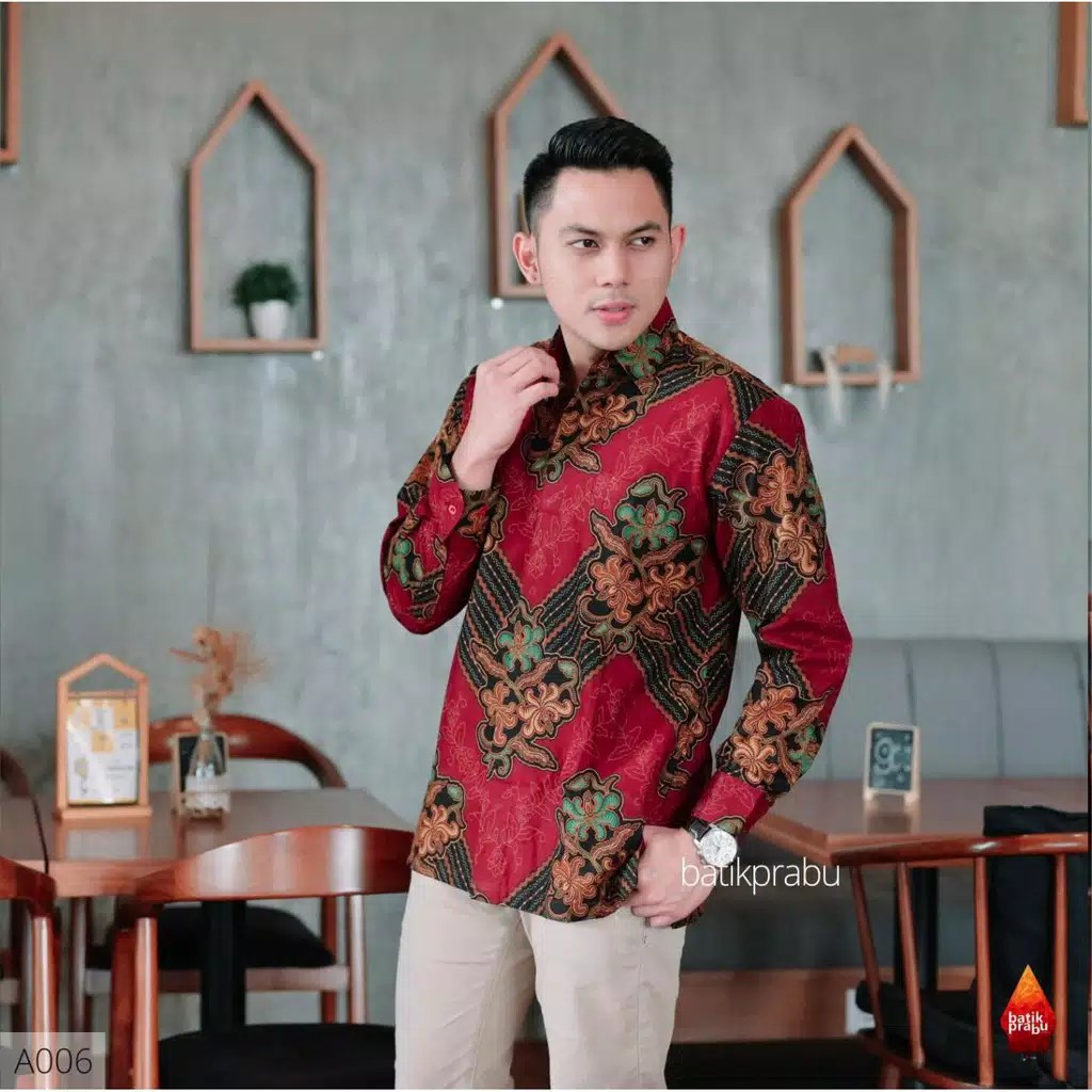 Kemeja Batik Prabu Bahan Katun Baturaden Reguler Fit A006