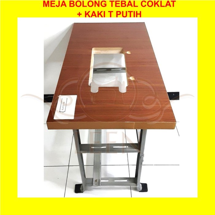 Set Meja Tebal + Kaki H Silver Mesin Butterfly Hitam Klasik Kecil LEEN