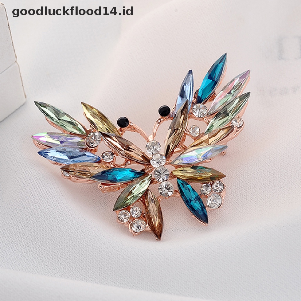 [OOID] Fashion Colorful Crystal Brooch Pins Animal Butterfly Enamel Women Gifts Jewelry ID