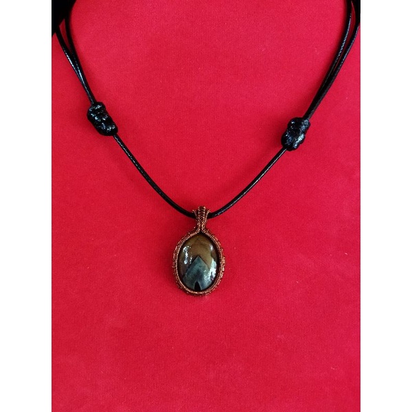 Kalung etnik liontin batu akik sulaiman junjung derajat asli natutal