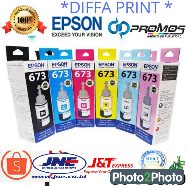 Tinta Epson 673 Full Set(6 warna) Original 70ml Series L800 L805 L850 L1800