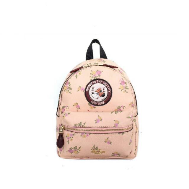 COACH Minnie Floral Charlie Backpack Mini floral ori original Disney