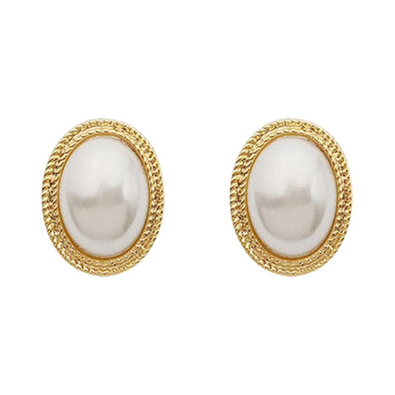 Set Anting Stud Desain Butterfly Bunga Mutiara Warna Emas Gaya Vintage Korea Untuk Wanita