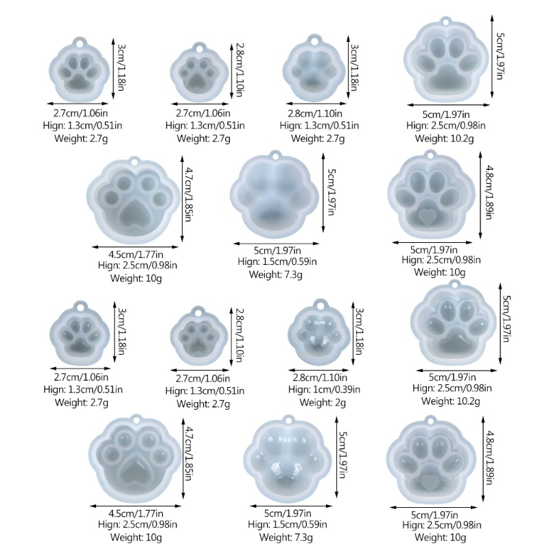 14pcs Cetakan Liontin Bentuk Cakar Kucing Bahan Silikon Untuk Hadiah Valentine