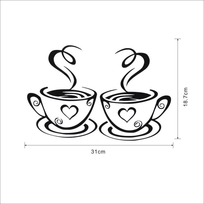 [Coffee Cup Pattern Removable Self-adhesive Wall Stickers] [ Home Kitchen Restaurant Hotel Wall Decoration]