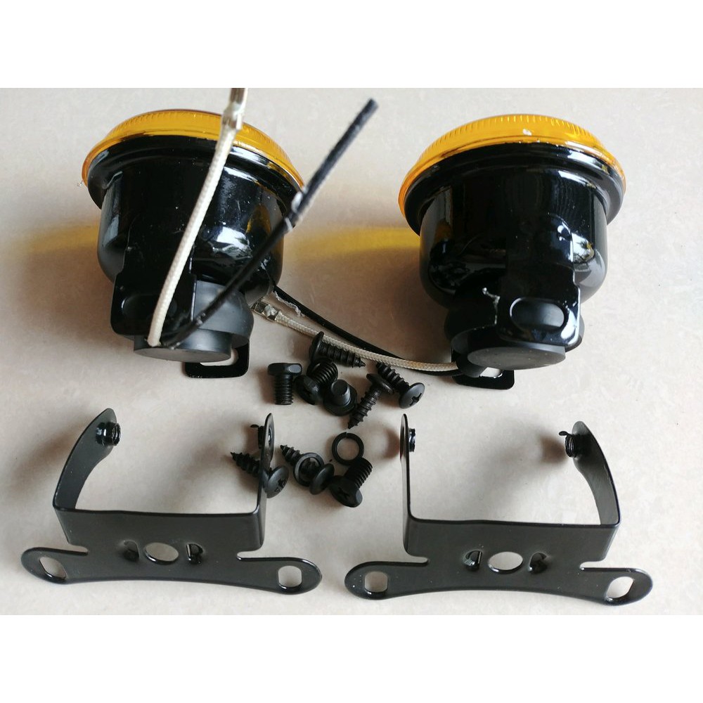LAMPU foglamp tanduk bumper depan mobil model bulat universal warna kuning diamater 6.5 cm