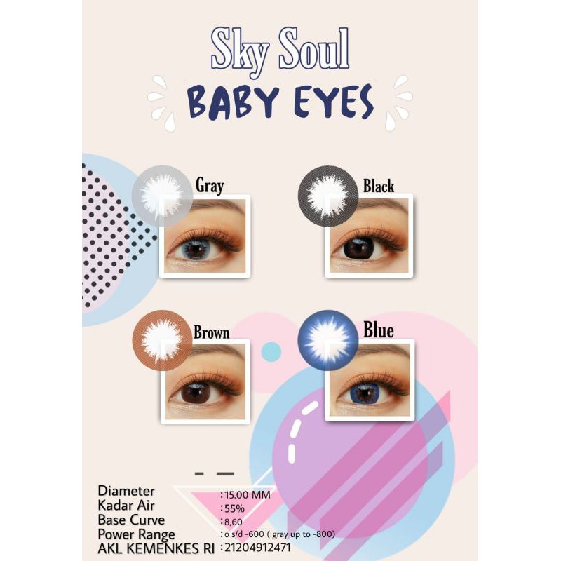 [BISA COD] SOFTLENS SKY SOUL BABY EYES BISA MINUS FREE LENCASE