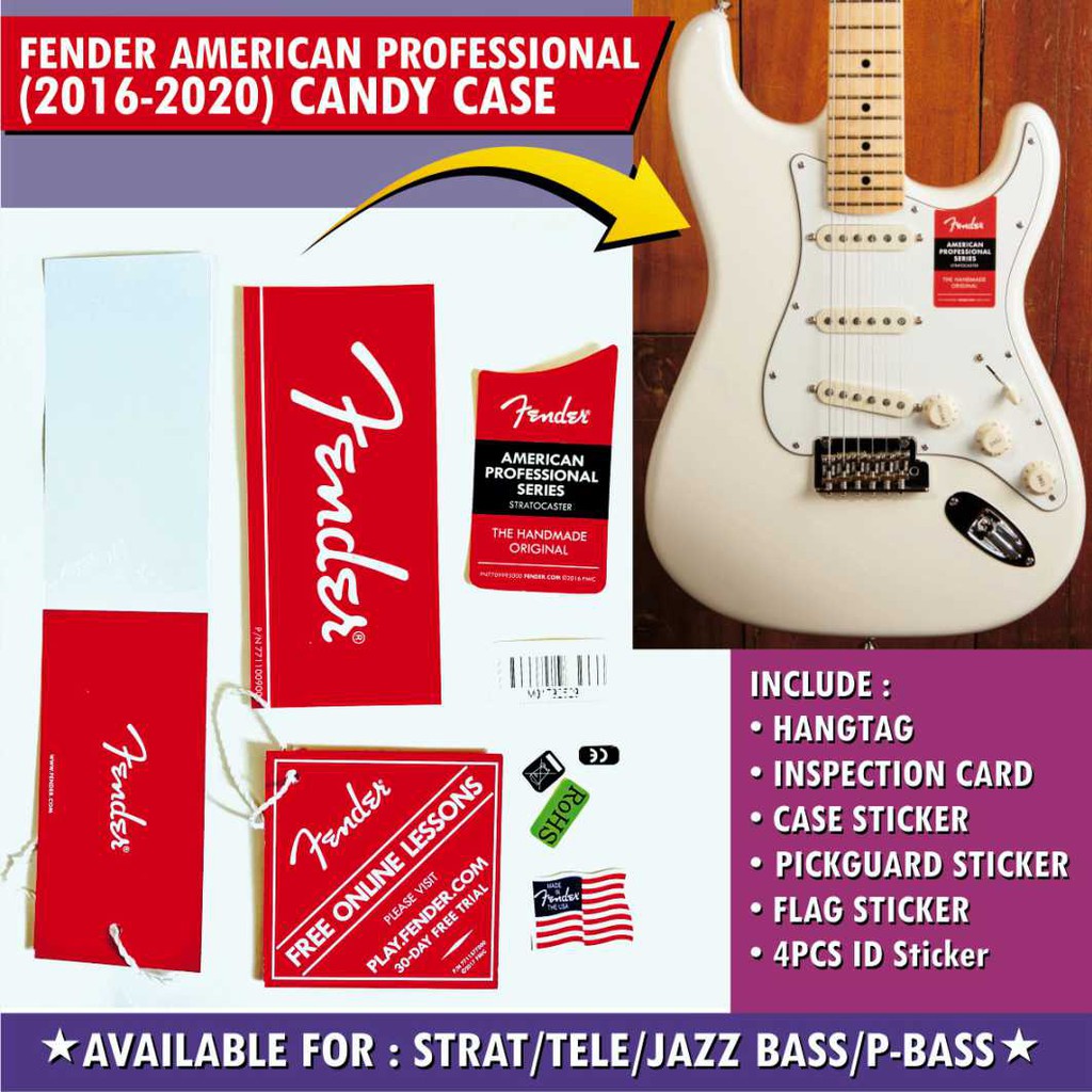 Fender American Professional Guitar Candy Case Hangtag Set Plus Sticker Set