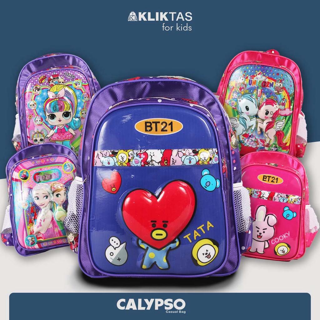 [KLIKTAS] Tas sekolah anak perempuan SD ransel lampu LED gambar kartun 3D Calypso 3724