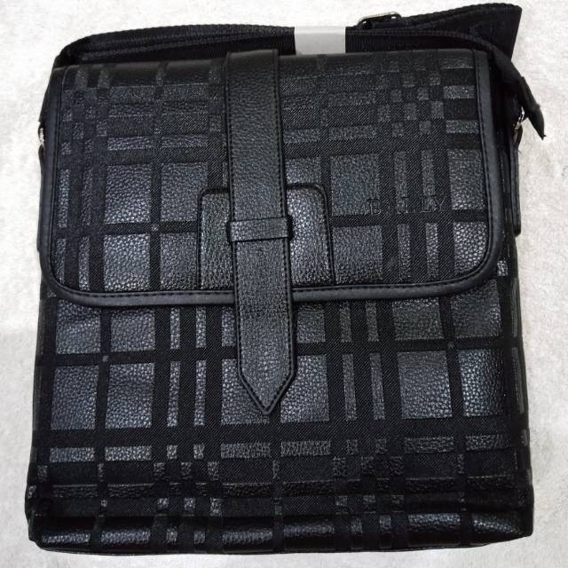 Promo Tas selempang pria import premium Bally motif kotak hitam Murah