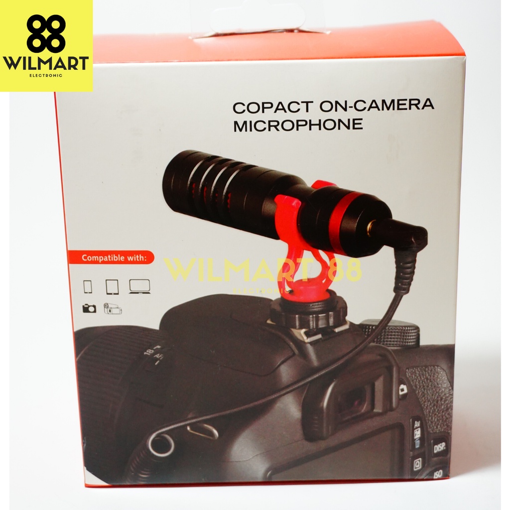 Mikrofon Copact On Camera Microphone | Cocok untuk HP, Tablet, DSLR Camera, Camcorder, Audio Recorder , Pouch, AUX, Mirrorless Microphone