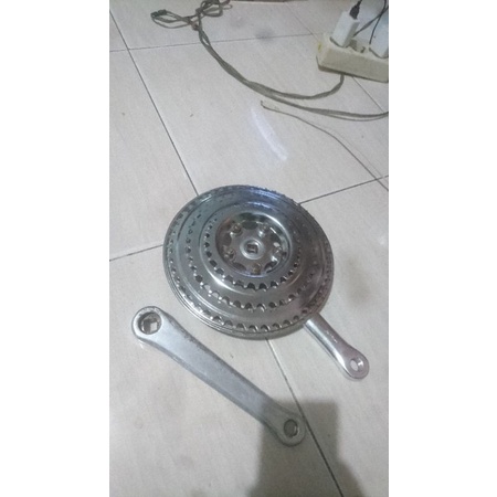 CRANK BALAP JADUL 48-38-28 arm 170 alloy gigi besi chrome.minus lengan sebelah butuh di poles
