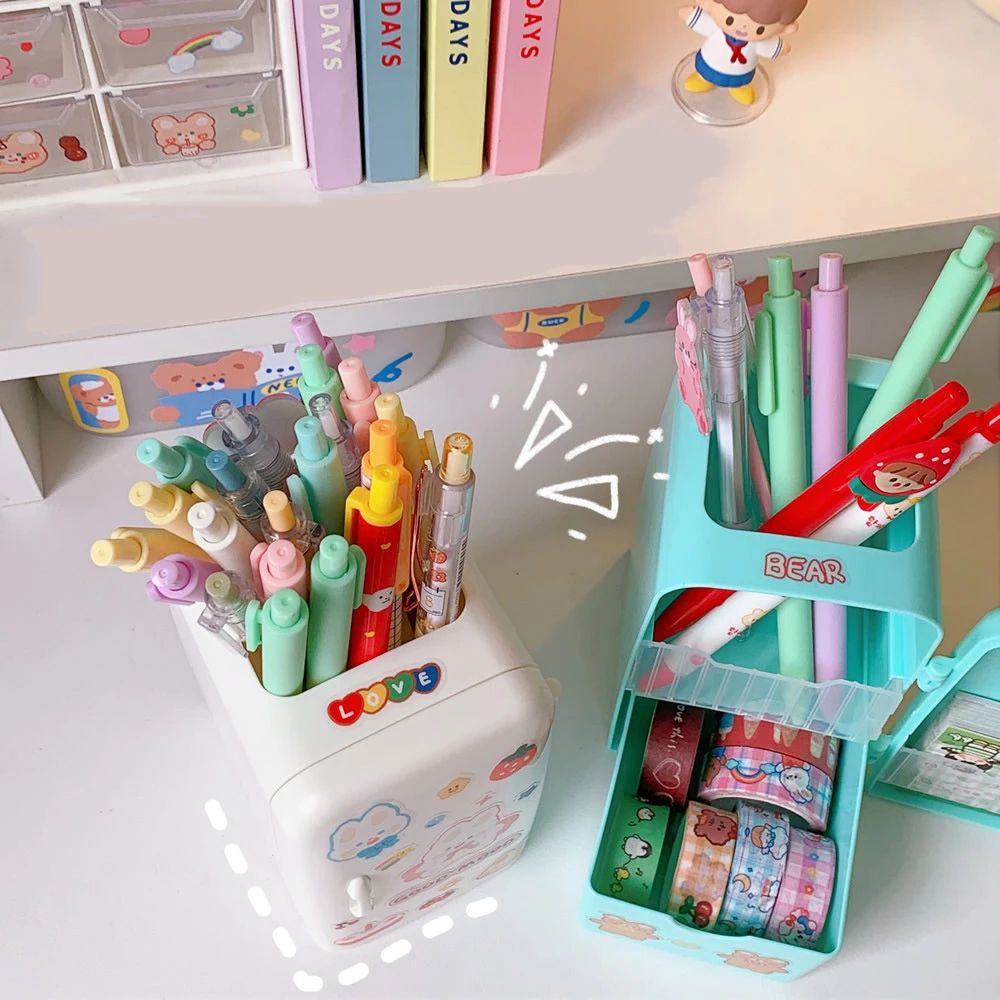 ELEGANT School Supplies Refrigerator Pen Holder Office Desk Organizer Pencil Case Desk Accessories Creative Kawaii Storage Tube Storage Box Large-capacity Pen Storage Stand/Multicolor