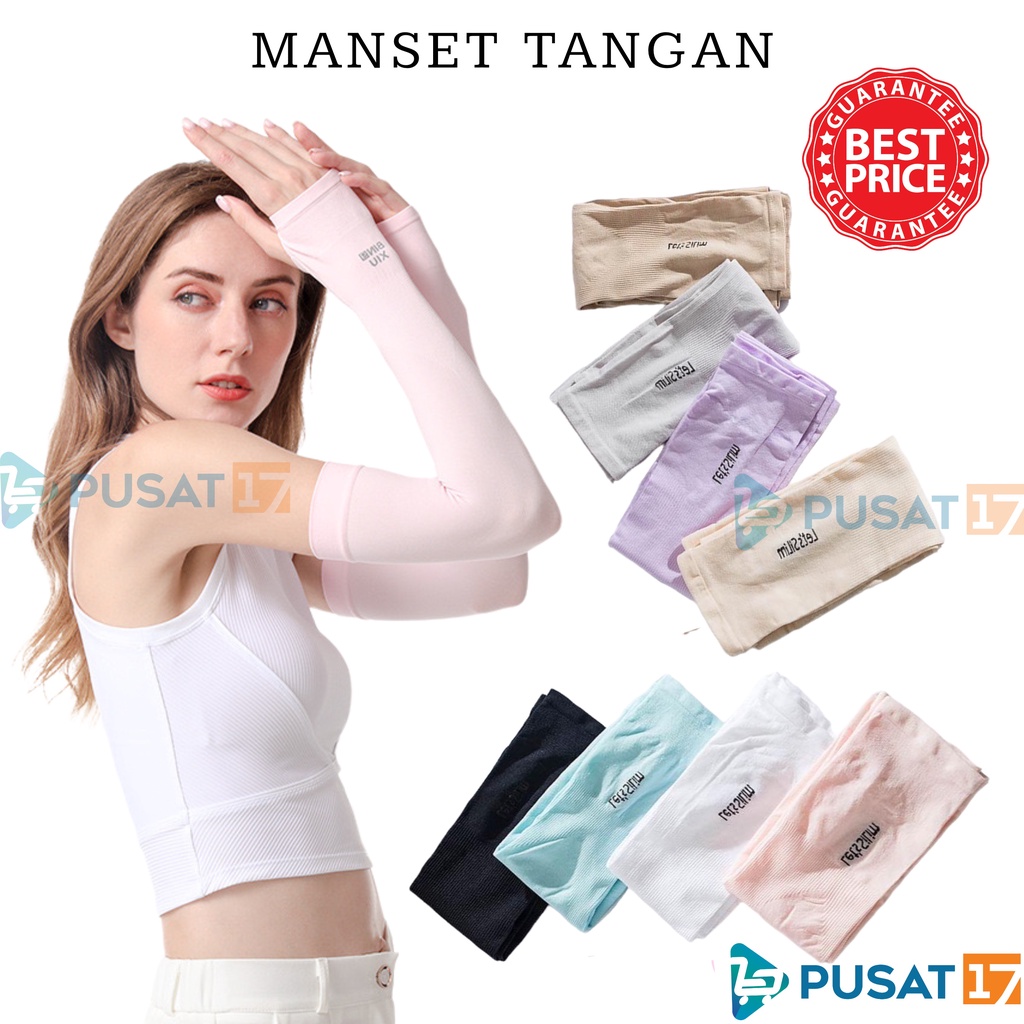 PUSAT17 MANSET TANGAN ANTI UV / MANSET LENGAN PANJANG / HANDSOCK POLOS MANSET WANITA PRIA / MANSET JEMPOL POLOS / SARUNG LENGAN MUSLIM / ARM SLEEVE HANDSOCK