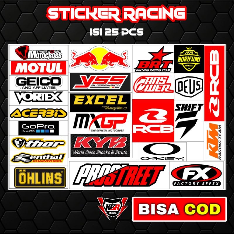 Stiker Racing pack isi 13 15 25 27 Stiker Sponsor Stiker Helm Stiker Motor Sticker Motor