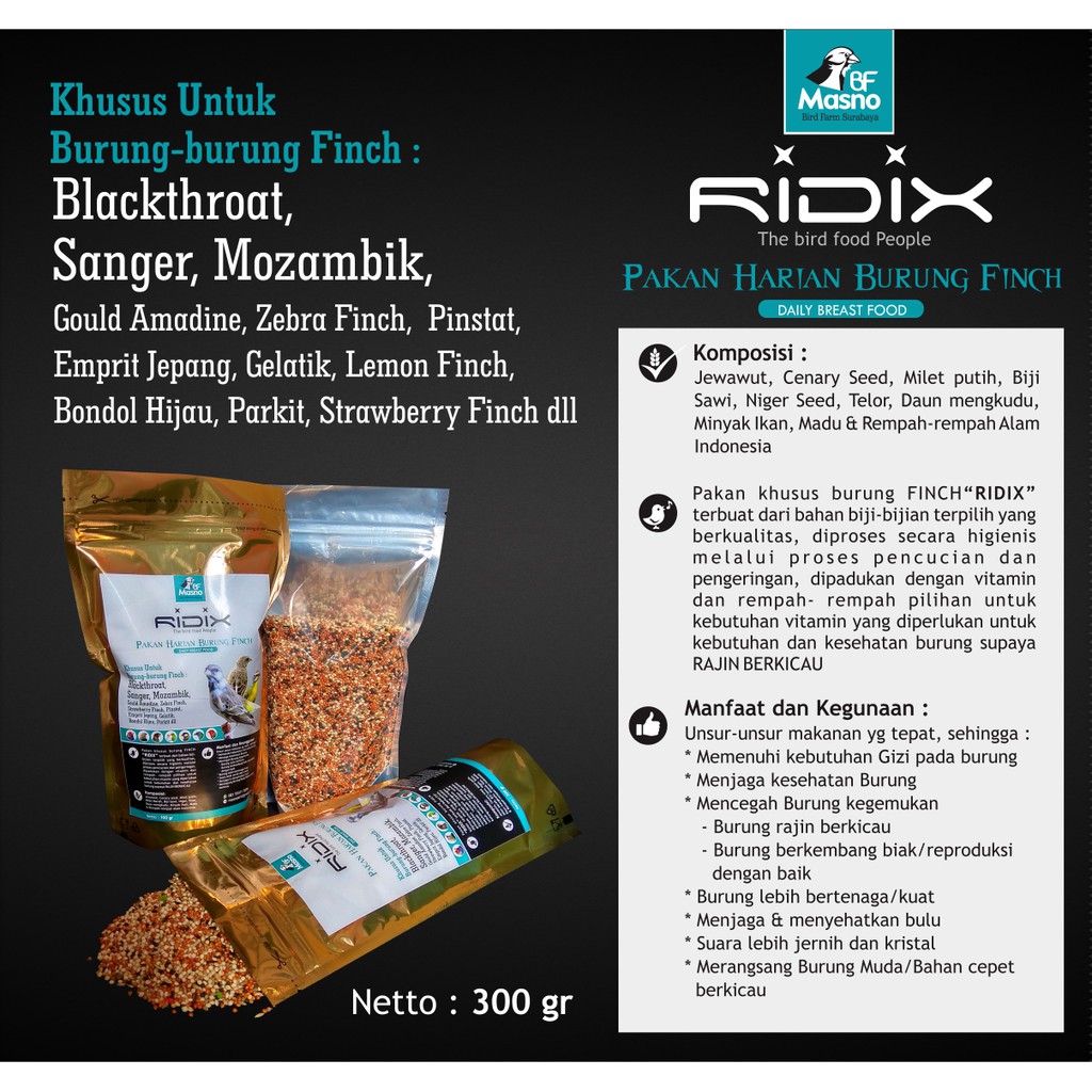 PAKAN BURUNG "RIDIX" BLACKTHROAT, RED SISKIN, HODAD SISKIN, KENARI, LOVE BIRD, PARKIT DLL, +++GACOR