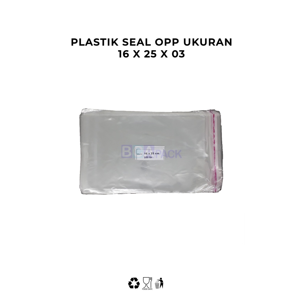 

PLASTIK SEAL OPP 16 X 25 X 03 - PLASTIK KEMASAN BENING ISI 100 LEMBAR