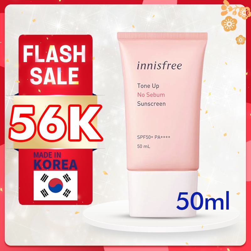 Innisfree Tone Up No Sebum Sunscreen SPF50+ PA++++ 50ML Innisfree Sunblock Face Sunscreen Ori Innisf