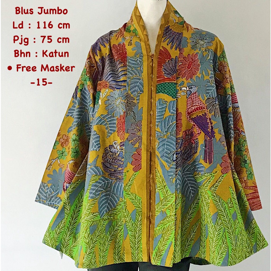 Blus jumbo katun batik solo batik halus trendy modern atasan kerja blus wanita