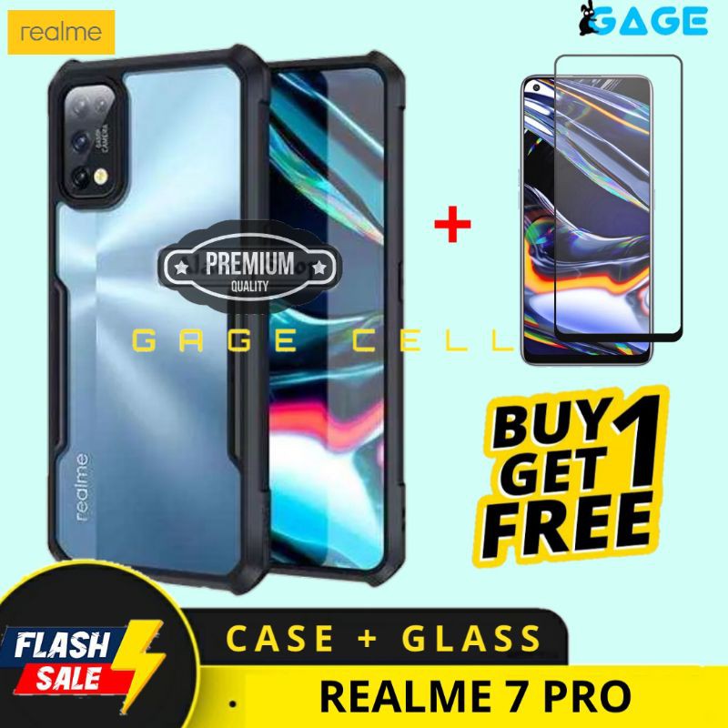 FREE TEMPERED GLASS FULL LAYAR REALME 7 PRO SOFT HARD CASE ARMOR TRANSPARAN REALMI 7PRO BACK COVER