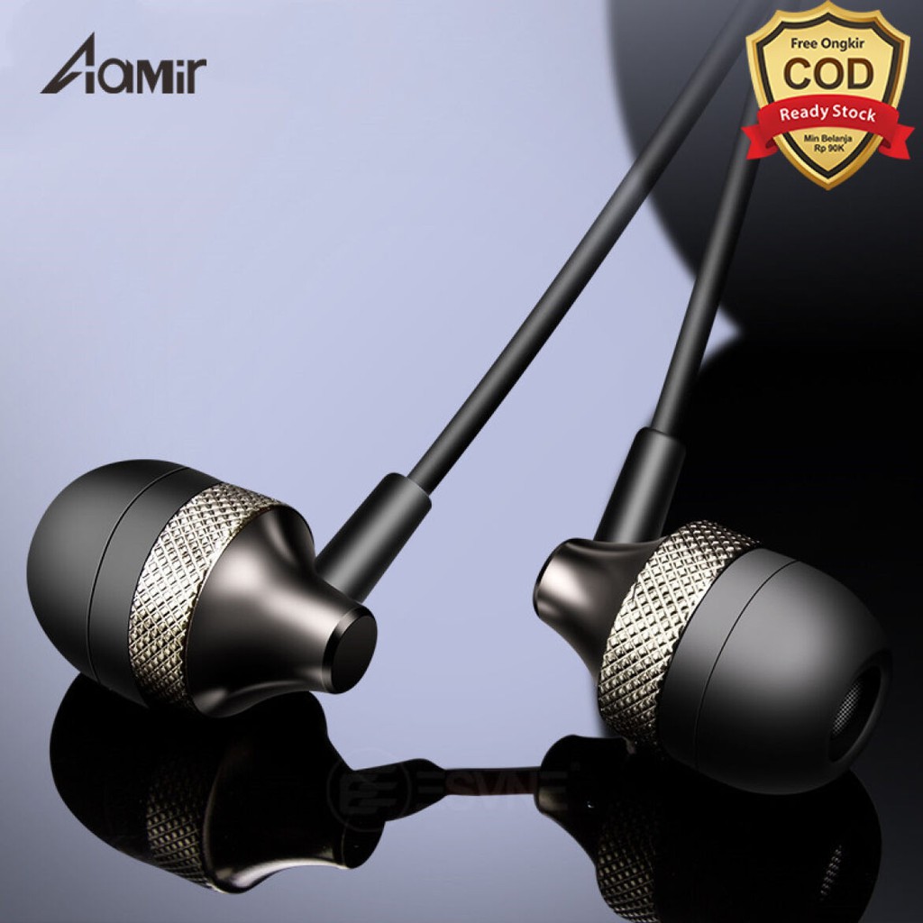 Earphone /Headset AAMIR JM Wired Heavy Bass for Gaming Handsfree With Microphone Black - AMEP04
