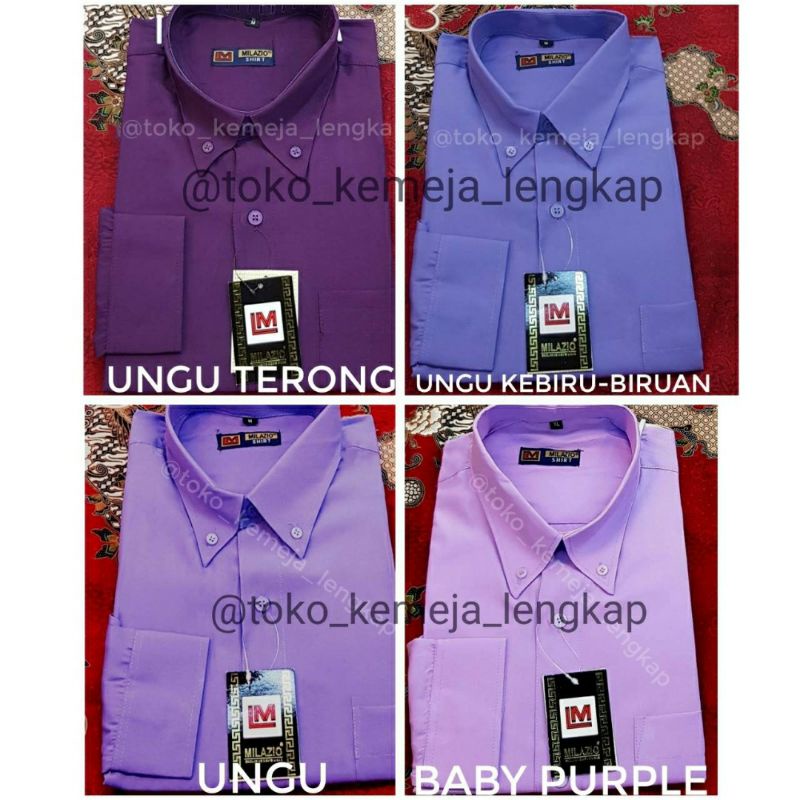 Kemeja pria warna ungu tua / ungu terong / ungu muda / ungu pastel lengan panjang dan lengan pendek