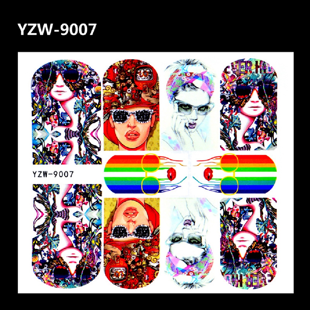 Infiniteforce.id 5pcs / Set Stiker Kuku Motif Abstrak Campur Untuk Dekorasi Nail Art / Manicure