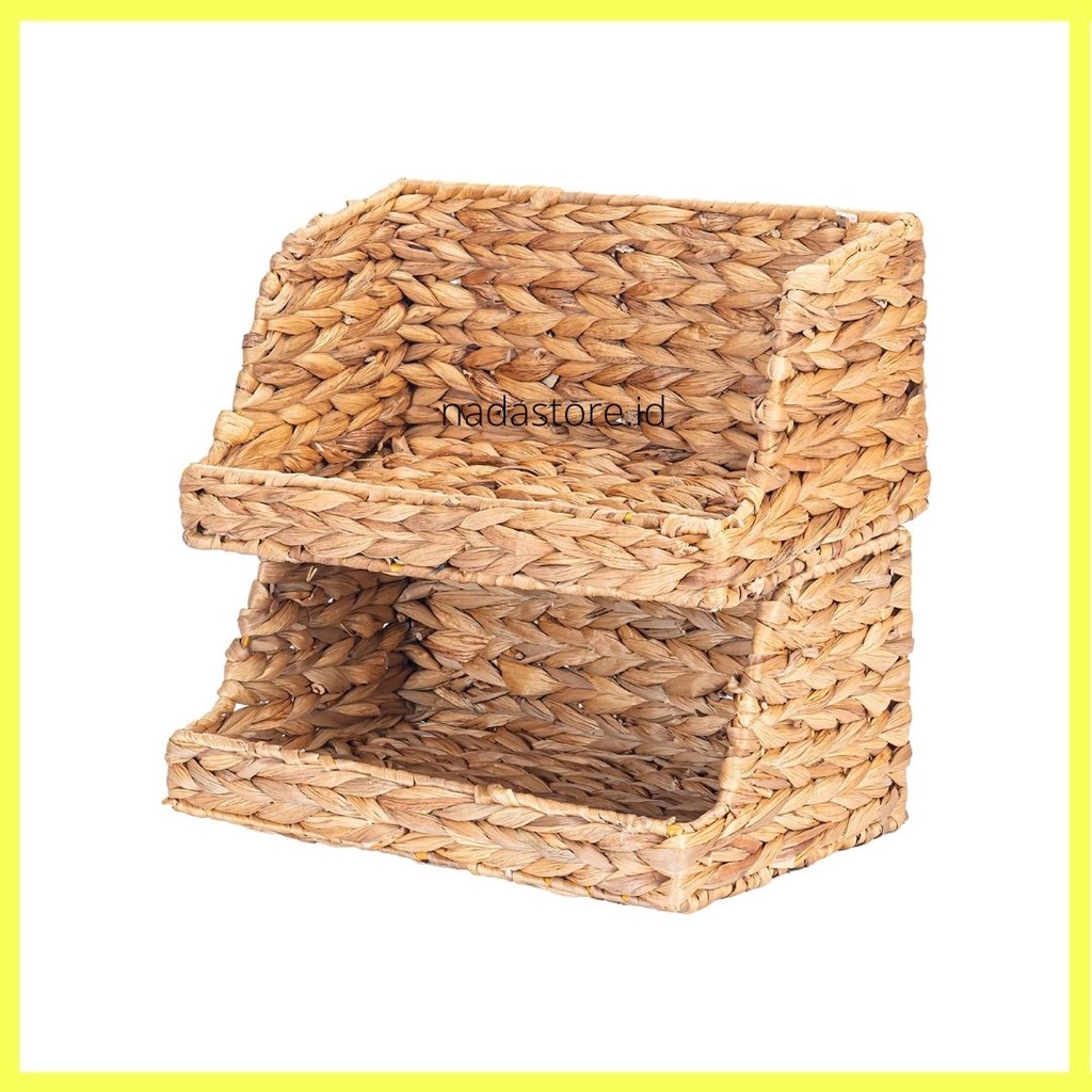 Water Hyacinth Wicker Baskets , Hand Woven Organizing , Rack Bumbu , Laci , Decorative Wicker Storage Basket