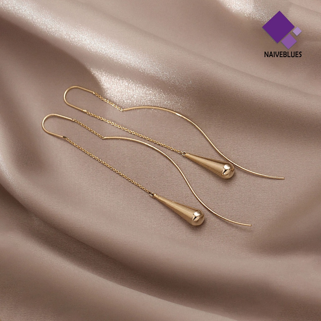 1 Pasang Anting Gantung Panjang Model Geometri Elegan Untuk Wanita