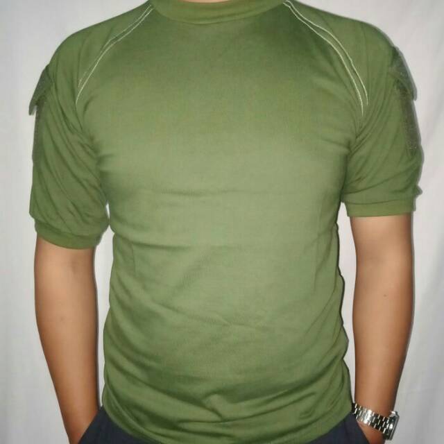 Kaos taktikal polos lengan pendek ijo army