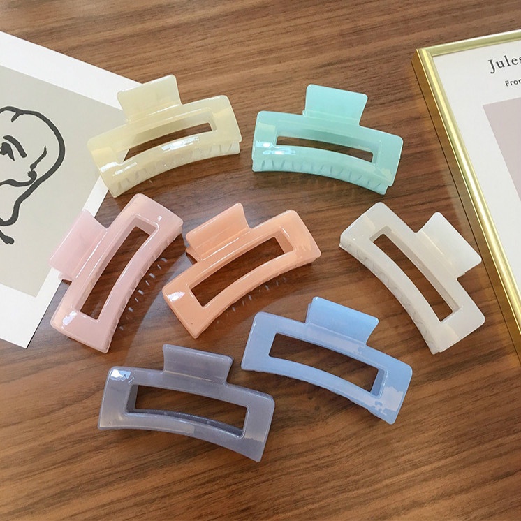 ANGLAI- Korean Style Solid Color Translucent Plastic Women Hair Clip Ponytail Holder