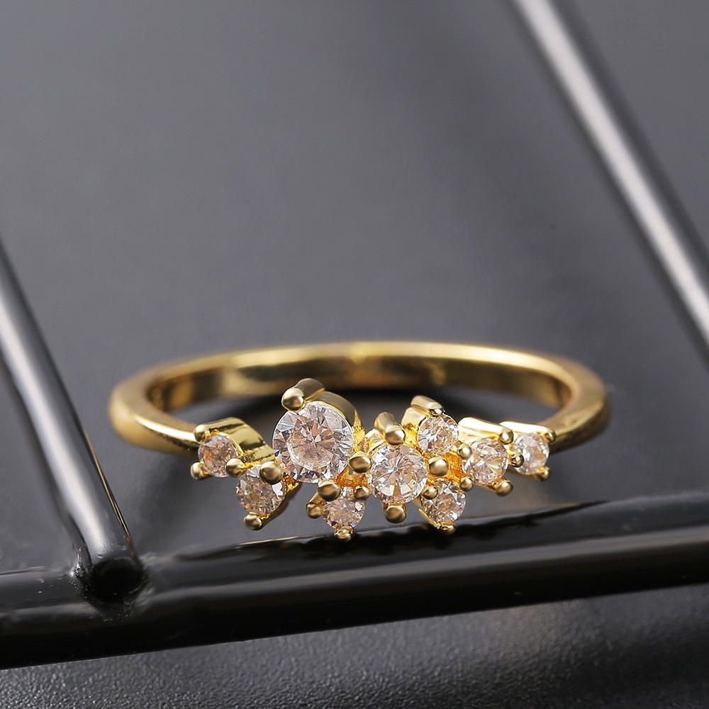Cincin Berlian Kecil Berlapis Emas 925 Wanita