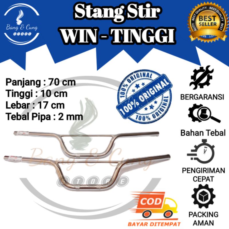 B&C - Stang Setang Setir Stir Motor Honda Win 100 Ukuran Sedang model Jabstyle Trail Tebal Crom