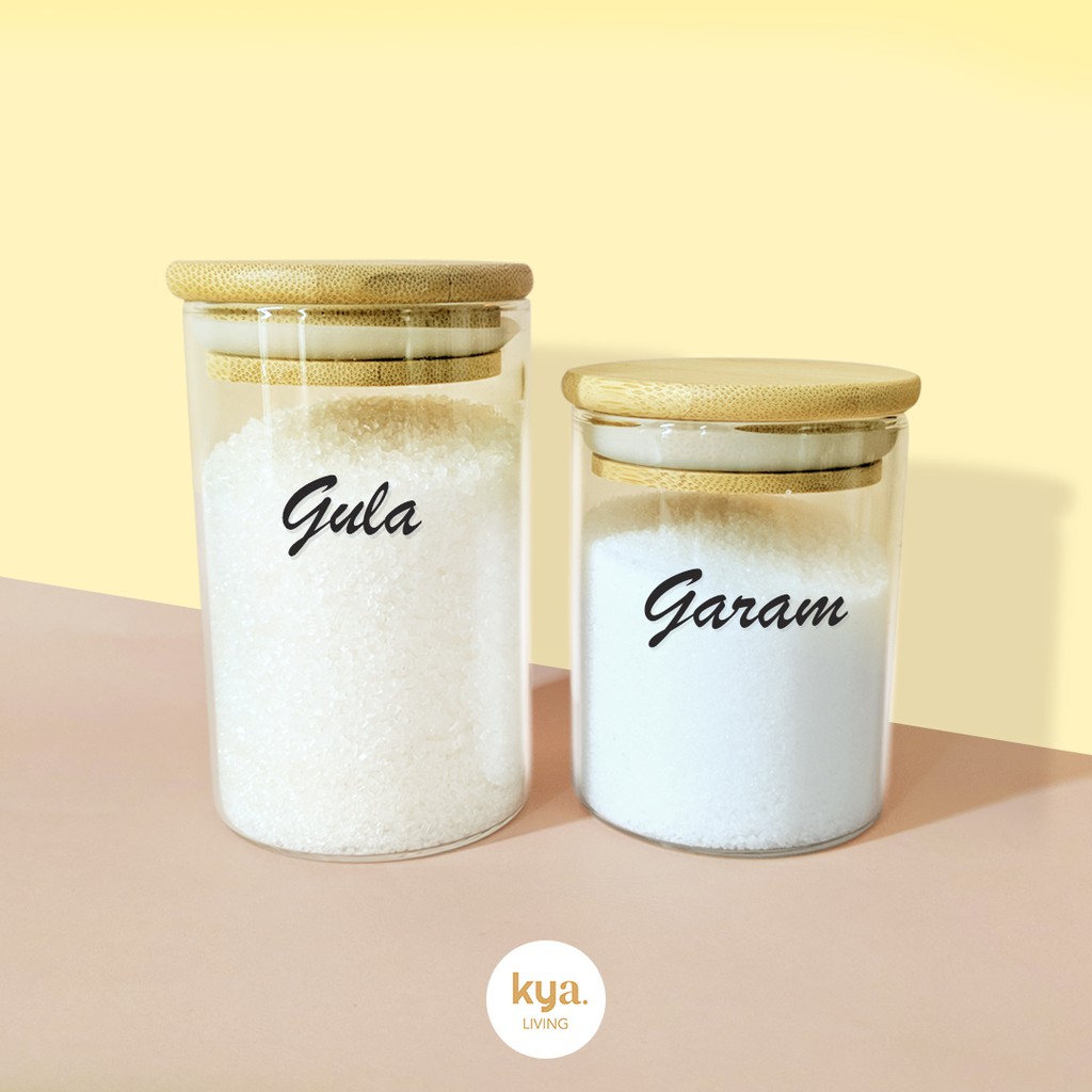 Bamboo Glass Jar Toples Kaca Bumbu