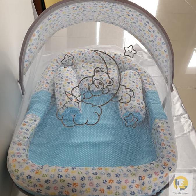 Terlaris Kasur Bayi/ Baby Matras Merk Omiland Set Kelambu Warna Biru