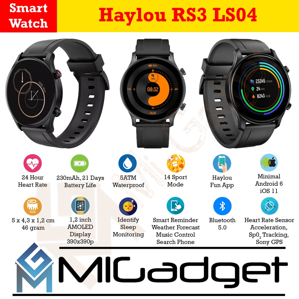 Haylou RS3 LS04 RS 3 LS 04 Smartwatch Amoled GPS SpO2