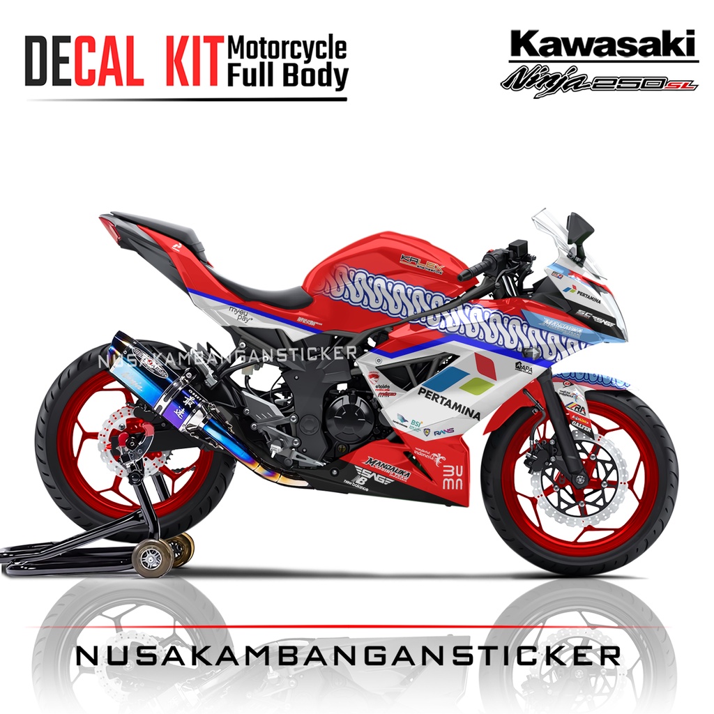 Stiker Ninja 250 SL Mono Mandalika Racing Team Merah