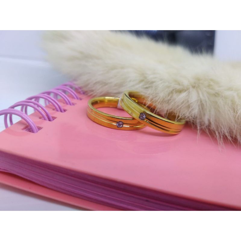 cincin couple titanium gold