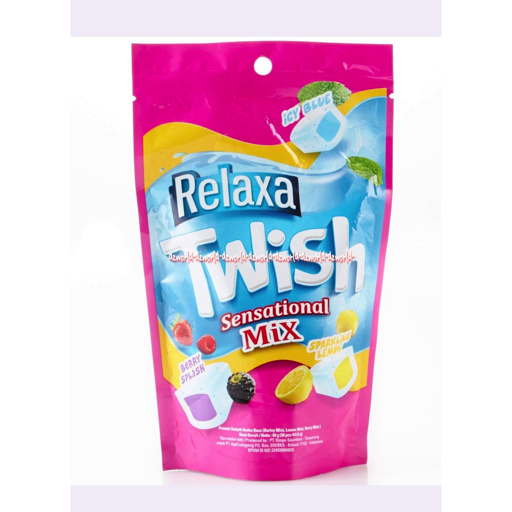 Relaxa Twish Sensational Mix Permen Buah 84gr Relaxa Twish Cheymint Candy Pouch Bag Relaxxa