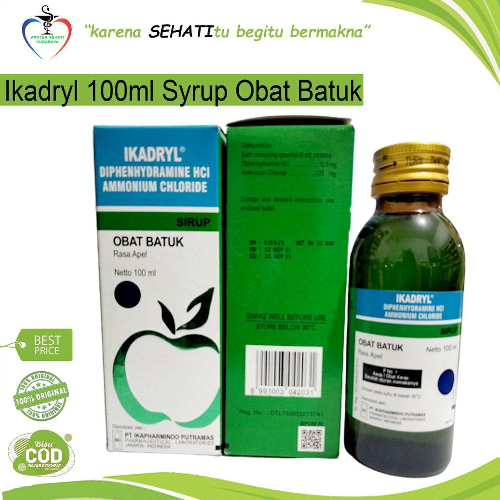 Ikadryl Sirup 100ml Obat Batuk Kering Dan Alergi Rasa Apel