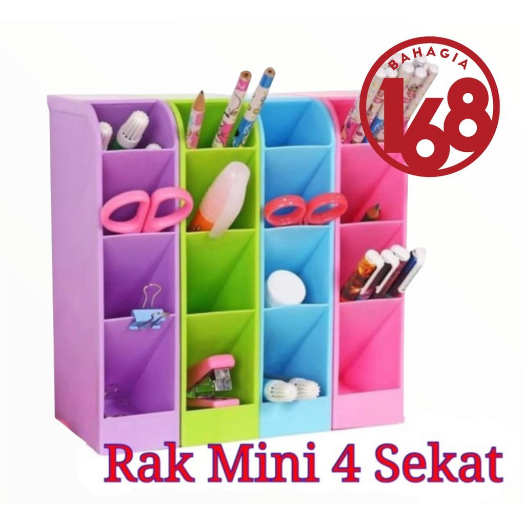 Rak Mini 4 Sekat Tempat Alat Tulis / Mini Rack Tempat Sendok Gunting - RANDOM