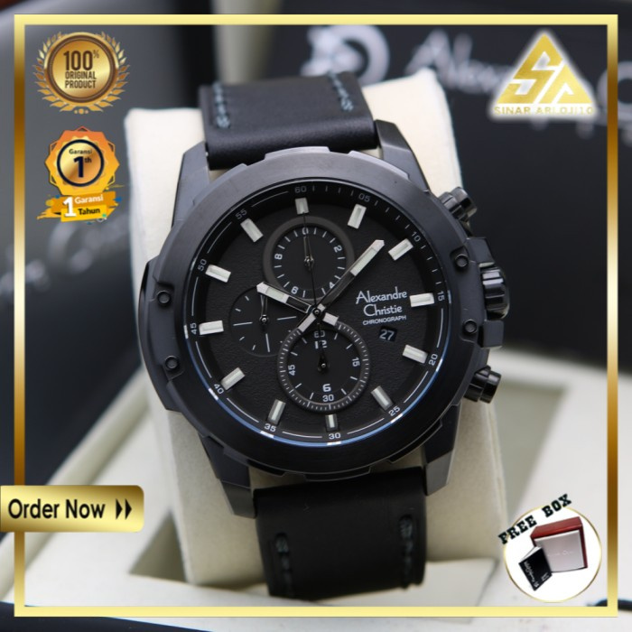 JAM TANGAN ALEXANDER CHRISTIE  ALEXANDRE CHRISTIE PRIA COWOK ORIGINAL ORI BRANDED FULL BLACK AC 6583