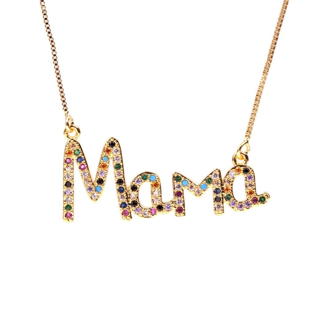 Hu Hu Hu Hu Hu Alat Bantu Pasang Kacamata♡ Kalung Desain Tulisan Mama Aksen Berlian Imitasi Anti Karat Untuk Wanita