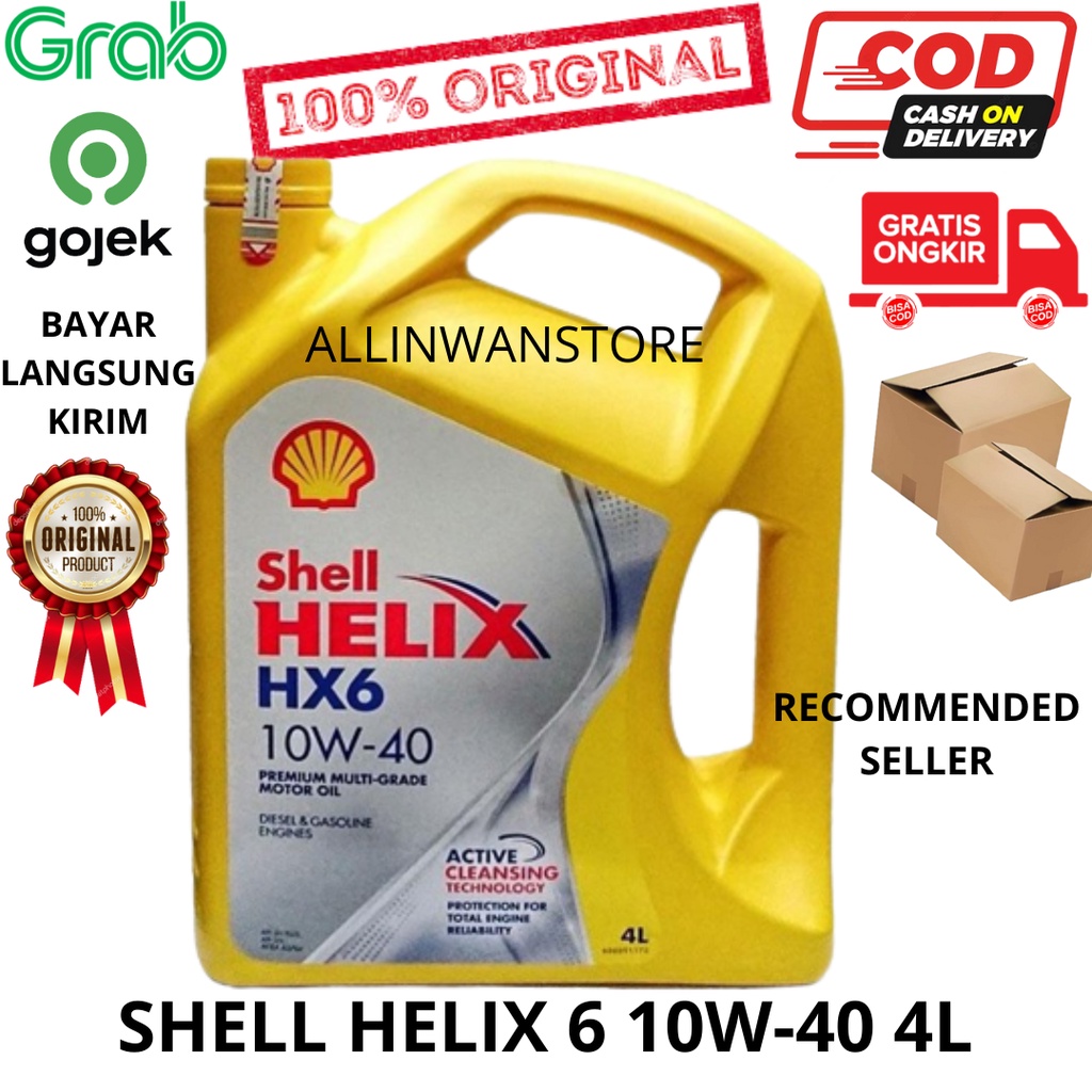 OLI SHELL HELIX HX6 10W40 MOBIL 4L Liter ASLI ORIGINAL