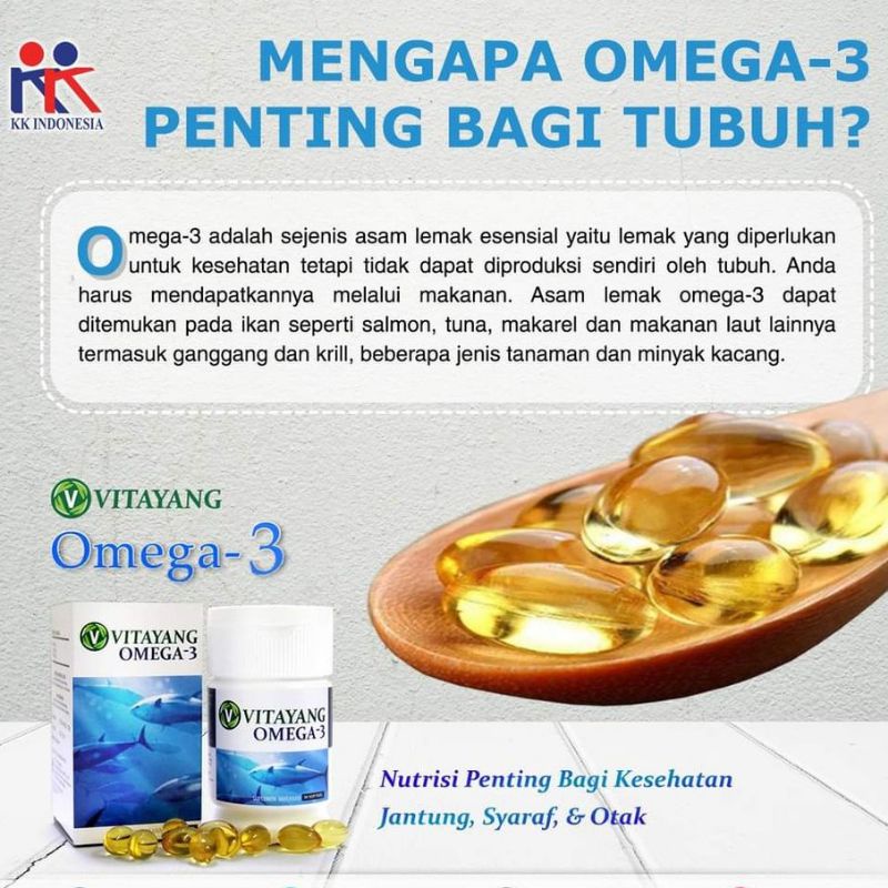 Vitayang Omega 3 Minyak Ikan Omega 3 Suplemen Jantung Syaraf Otak Original KK Indonesia