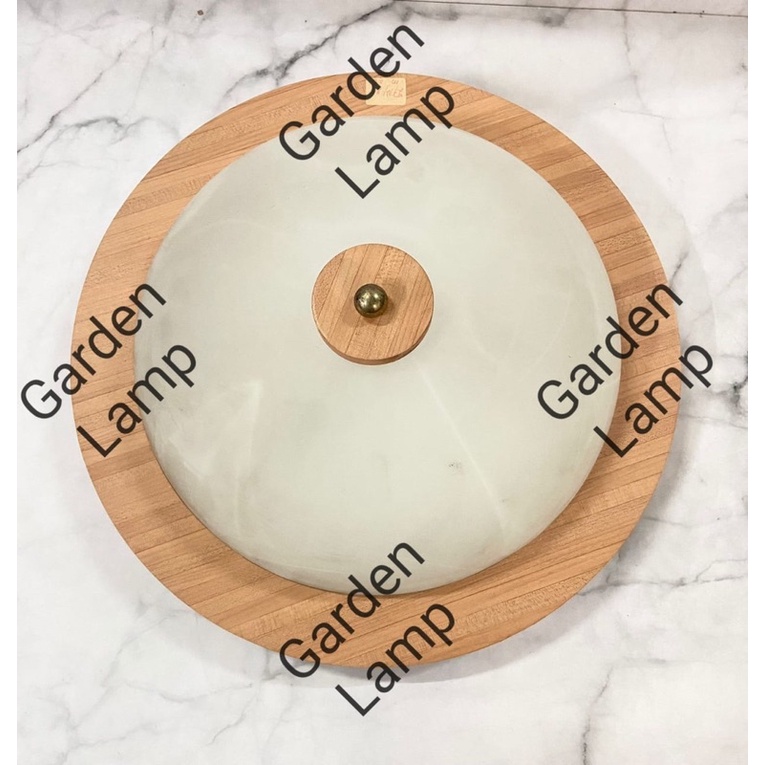 Lampu Plafon Kaca Bulat kayu - Lplafon 029 - M