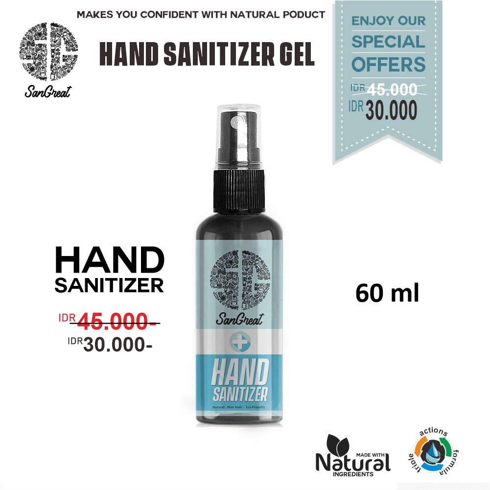 Hand Sanitizer Gel SanGreat 60 ml cepat kering tanpa bilas