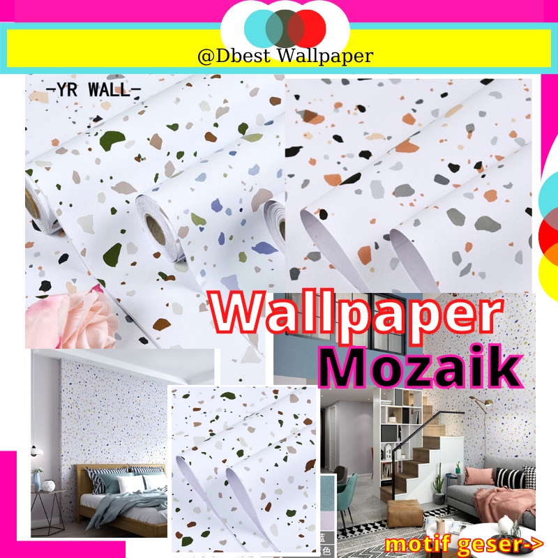 Wallpaper Wall Paper Lebar 60cm Motif Mozaik Stiker Sticker Dinding Dekorasi Rumah Tembok Ruang Tamu