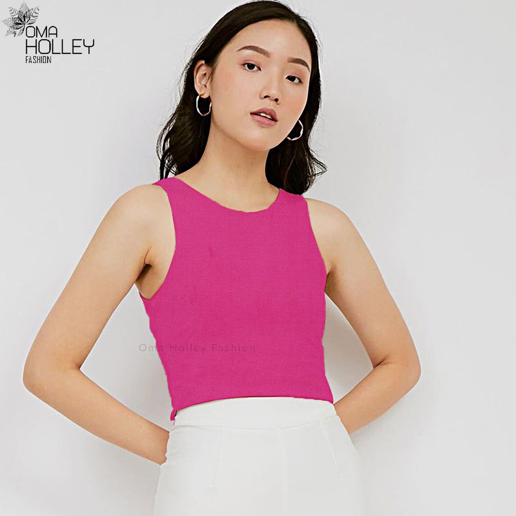 (COD) OH Fashion Tank top Gwen Wanita jewelneck elvz #0136-03-4