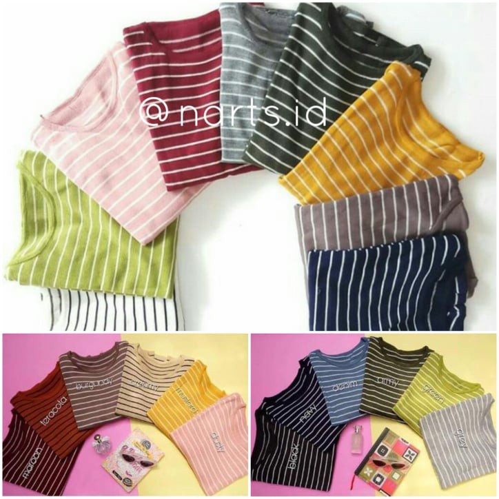 Baju Atasan Wanita Terbaru Rajut Halus Cleo Stripe HARU Strip